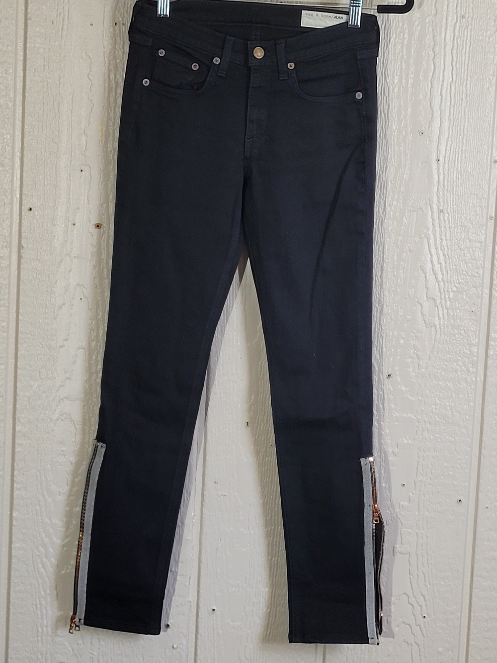 rag & bone Women's Jeans in Black with Ankle Zippers